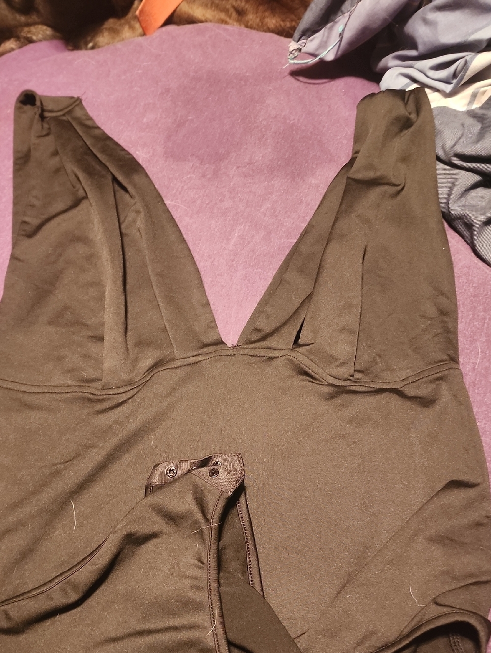 SHEIN Black Deep V-Neck Bodysuit
